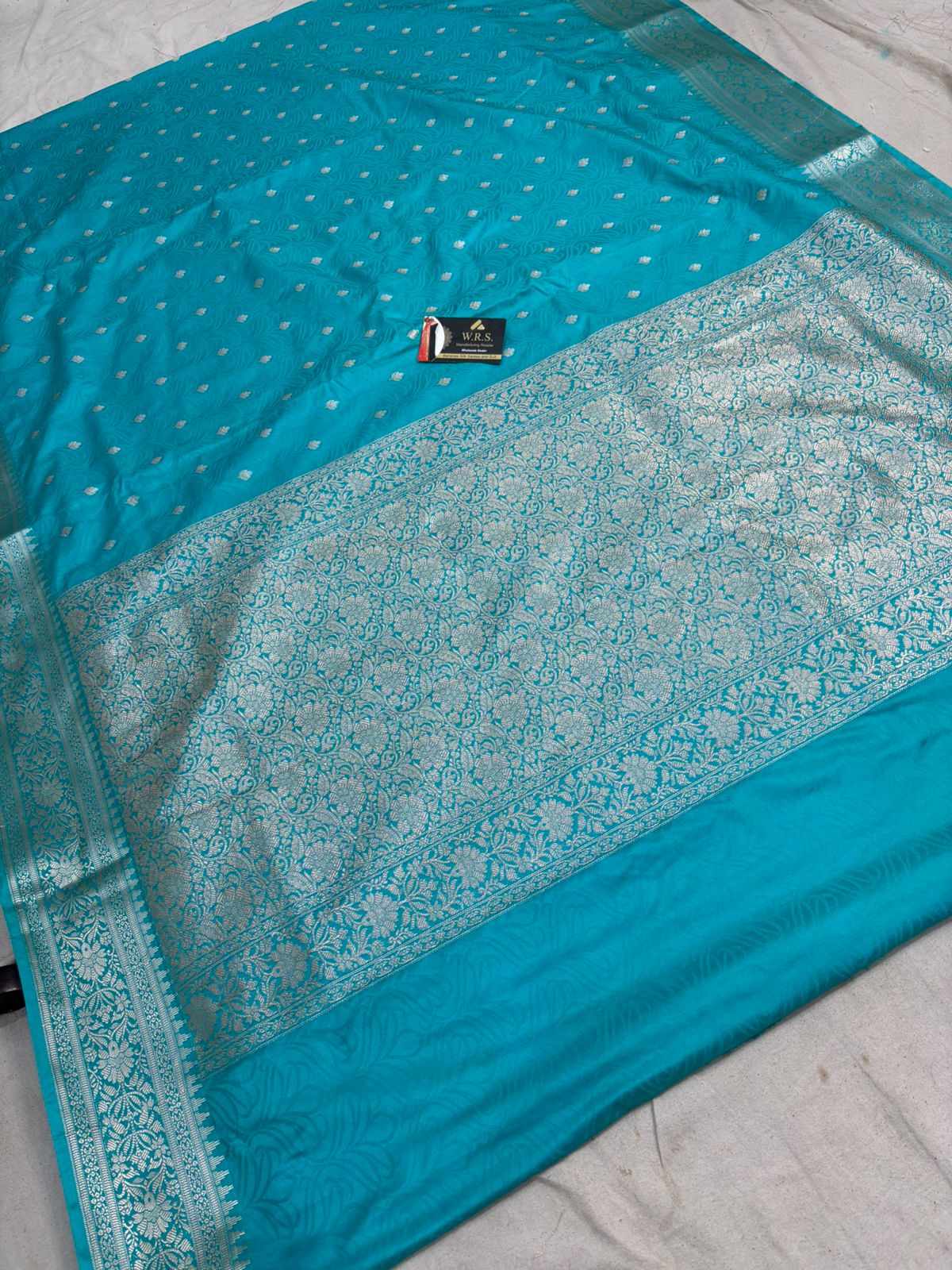 sea green banarasi katan silk saree  lite water gold zari