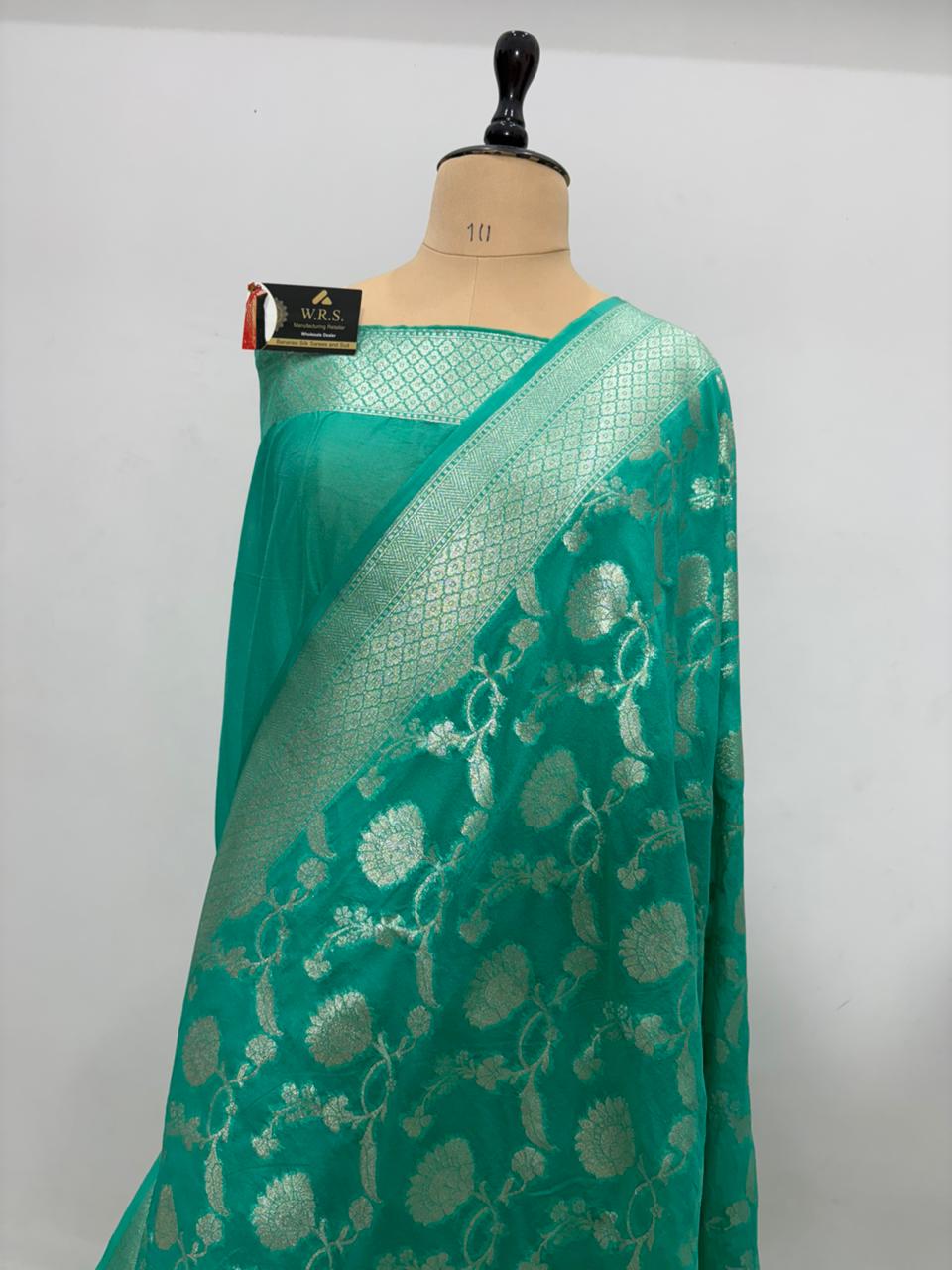 sea green banarasi saree