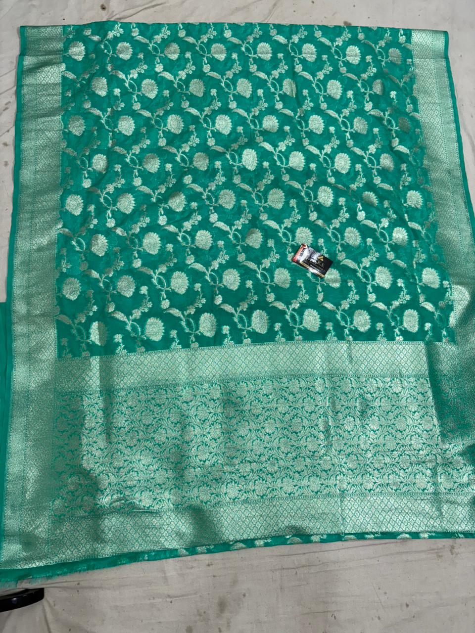 sea green banarasi saree