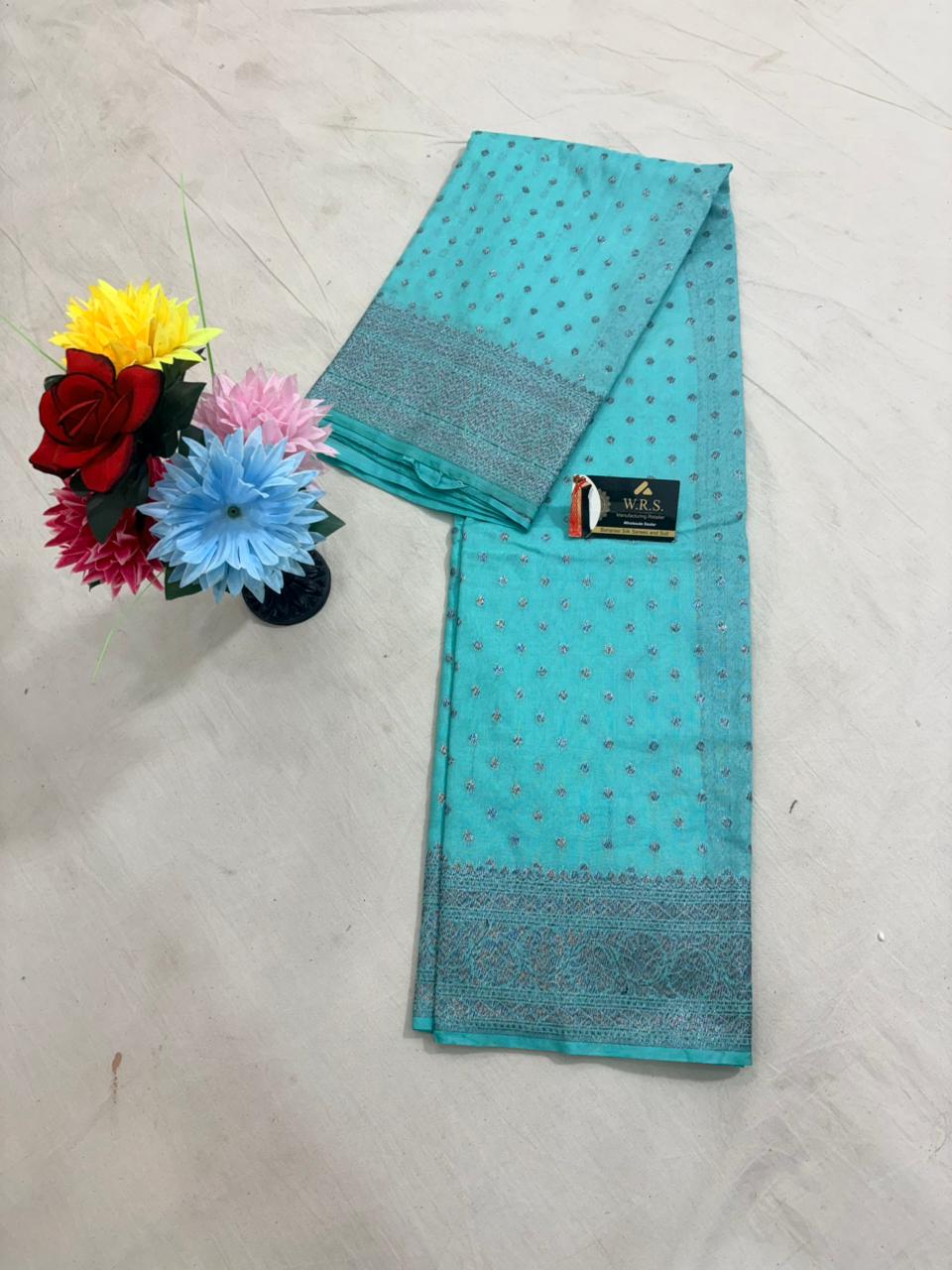 sea green katan georgette banarasi silk saree