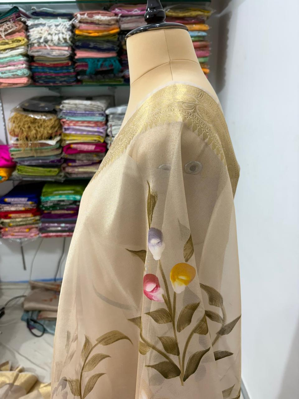 tissue print banarasi saree