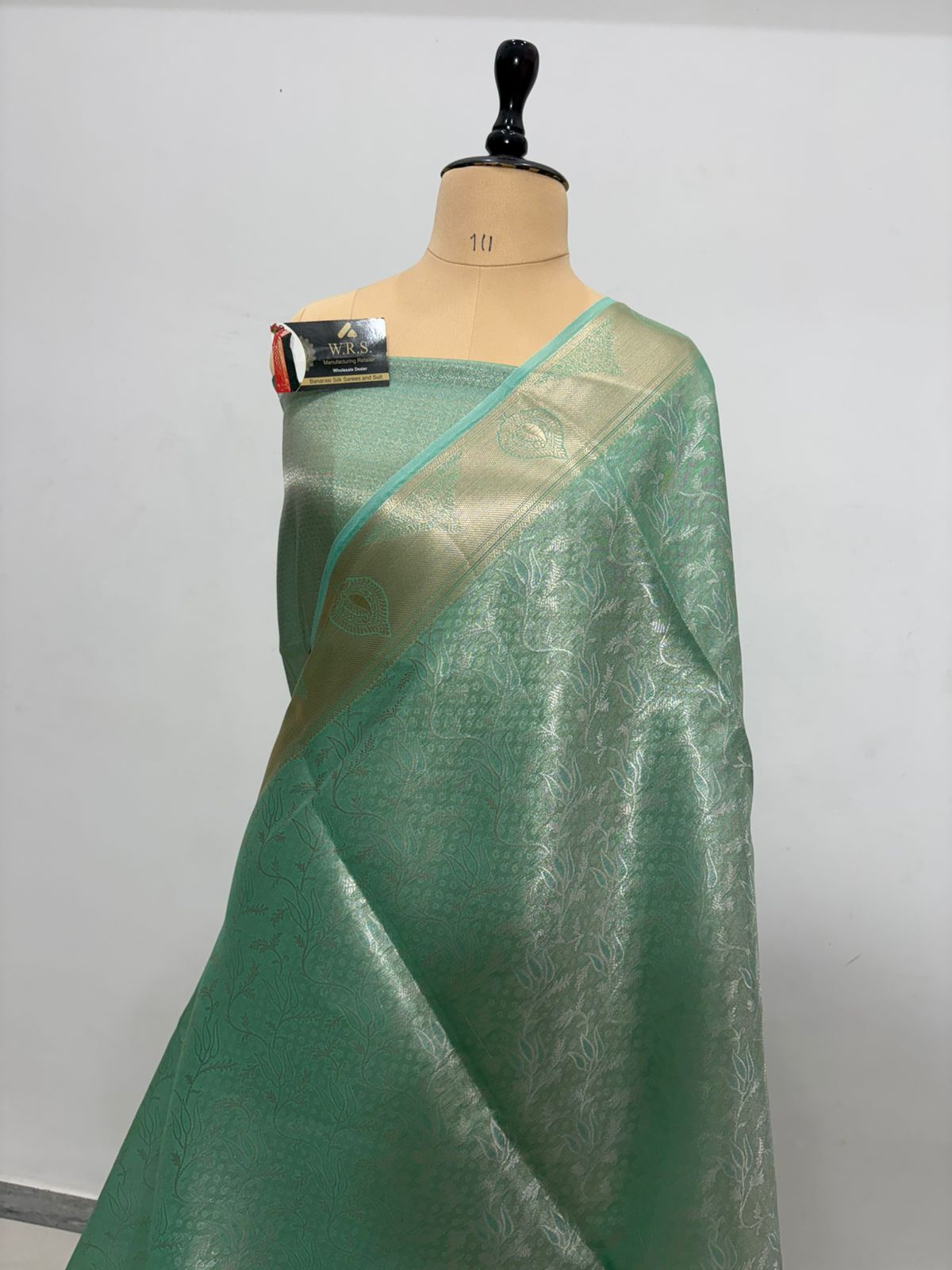 sea green tissue banarasi silk saree
