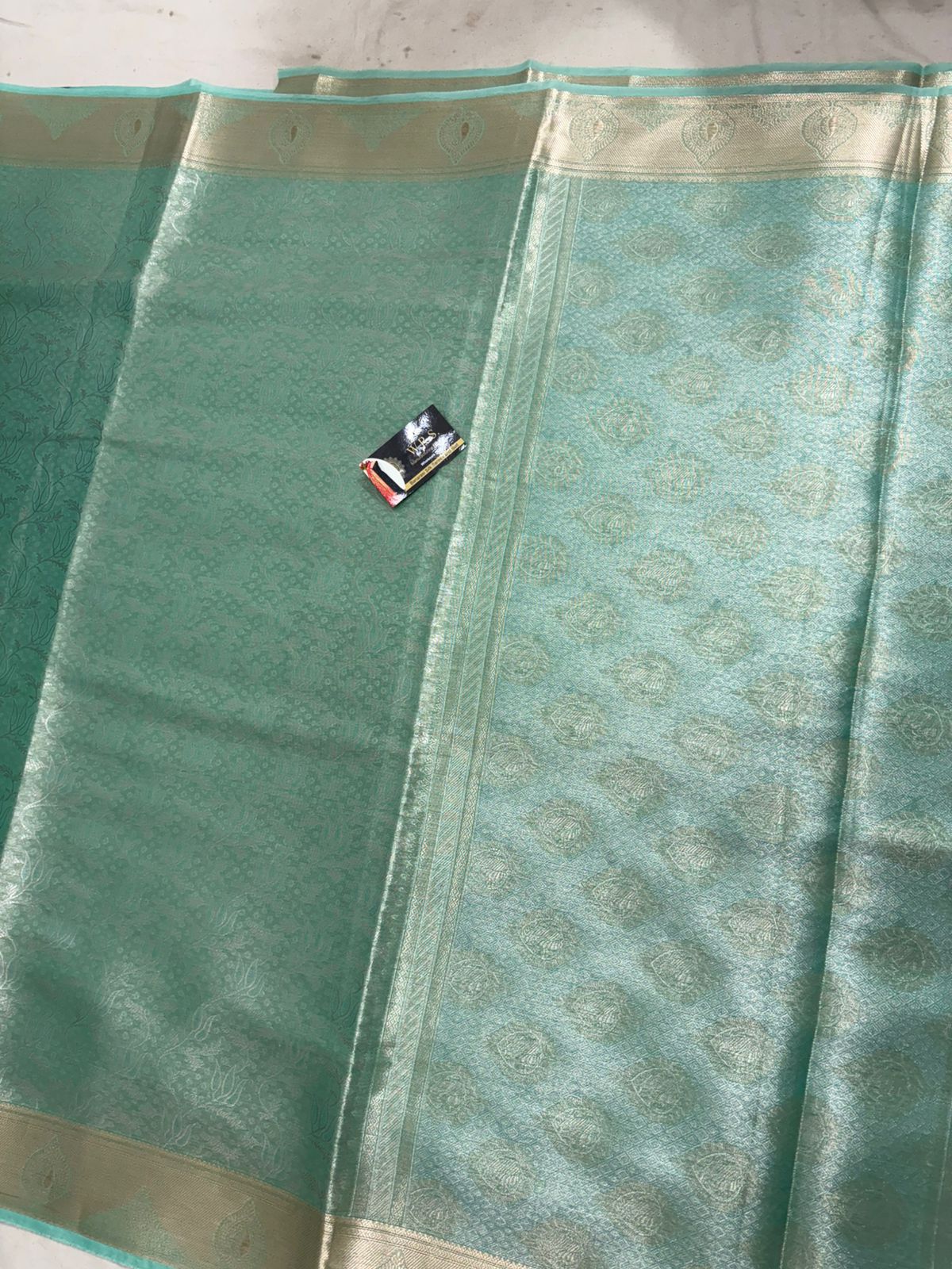 sea green tissue banarasi silk saree