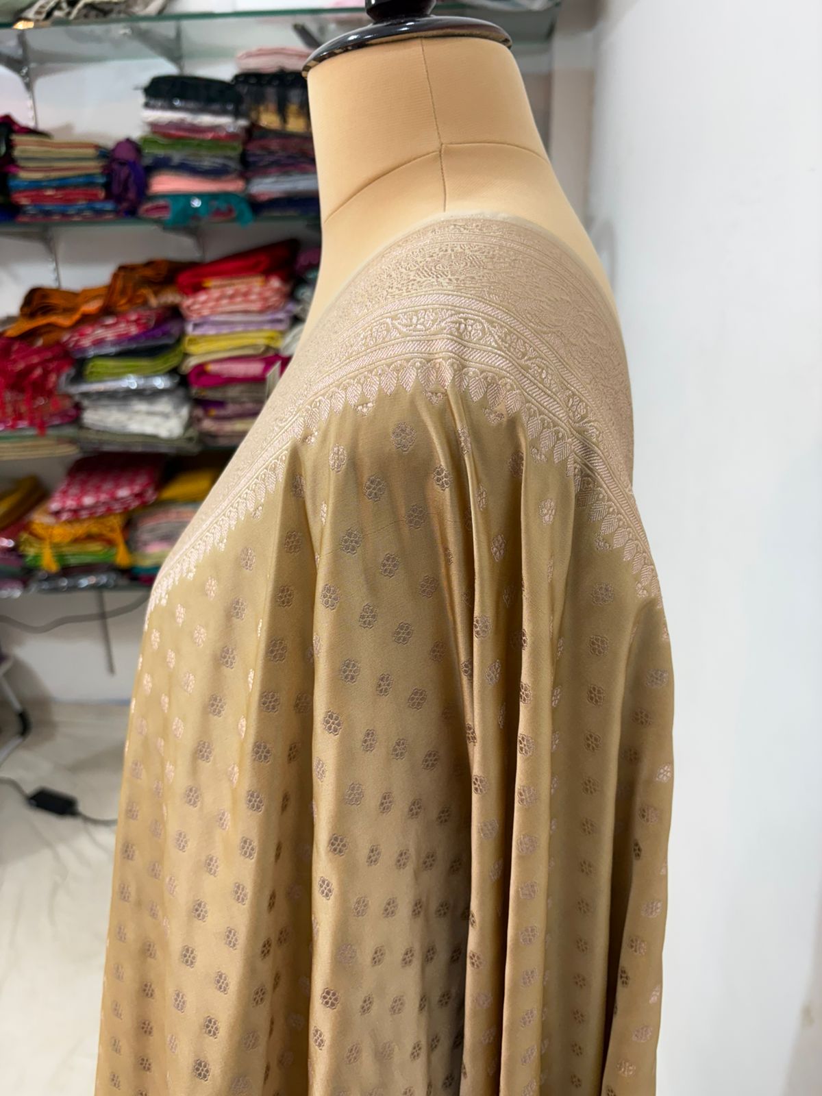 tussar mashru silk saree copper zari