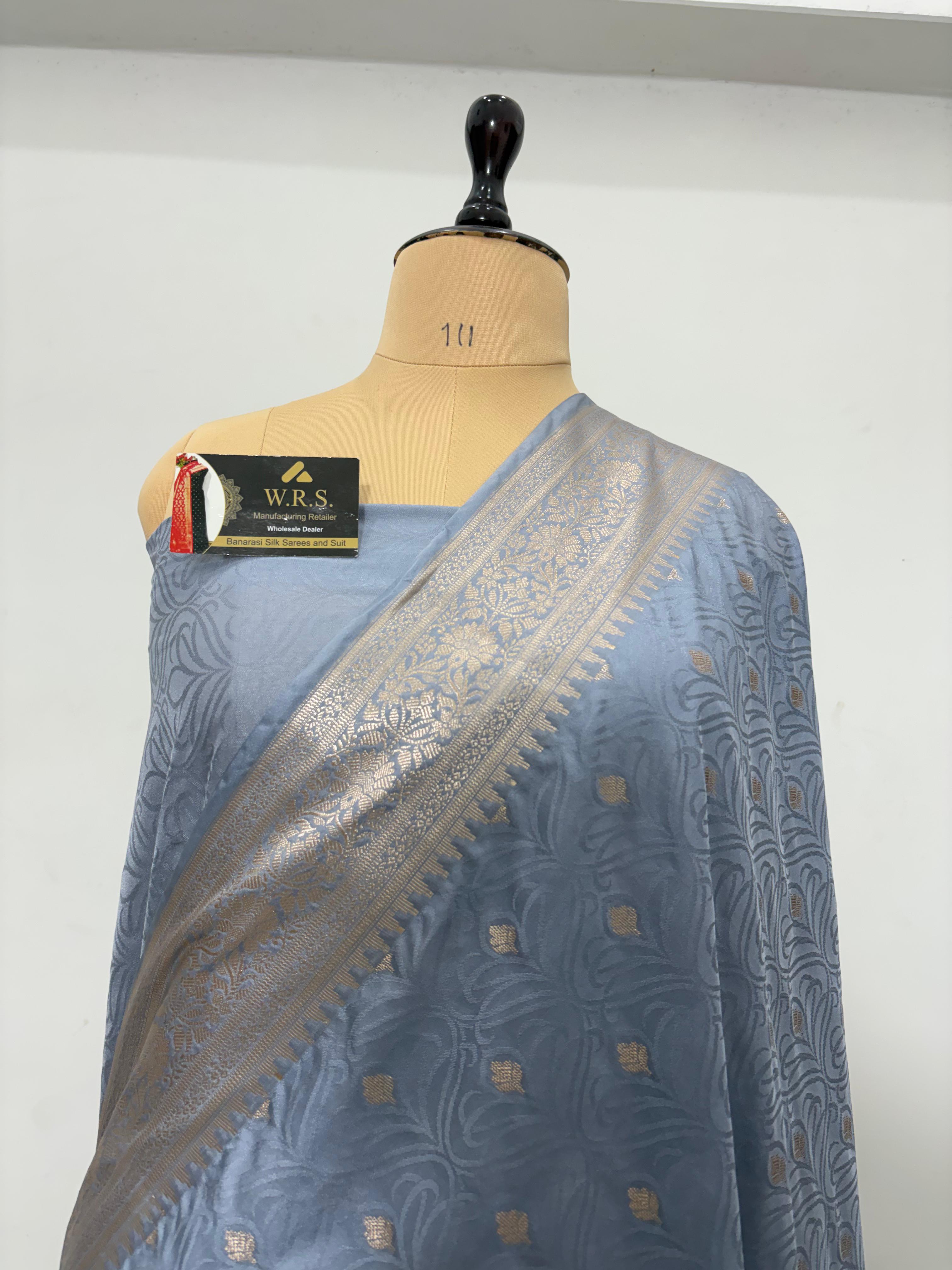 grey tanchhui booti tussar banarasi silk saree
