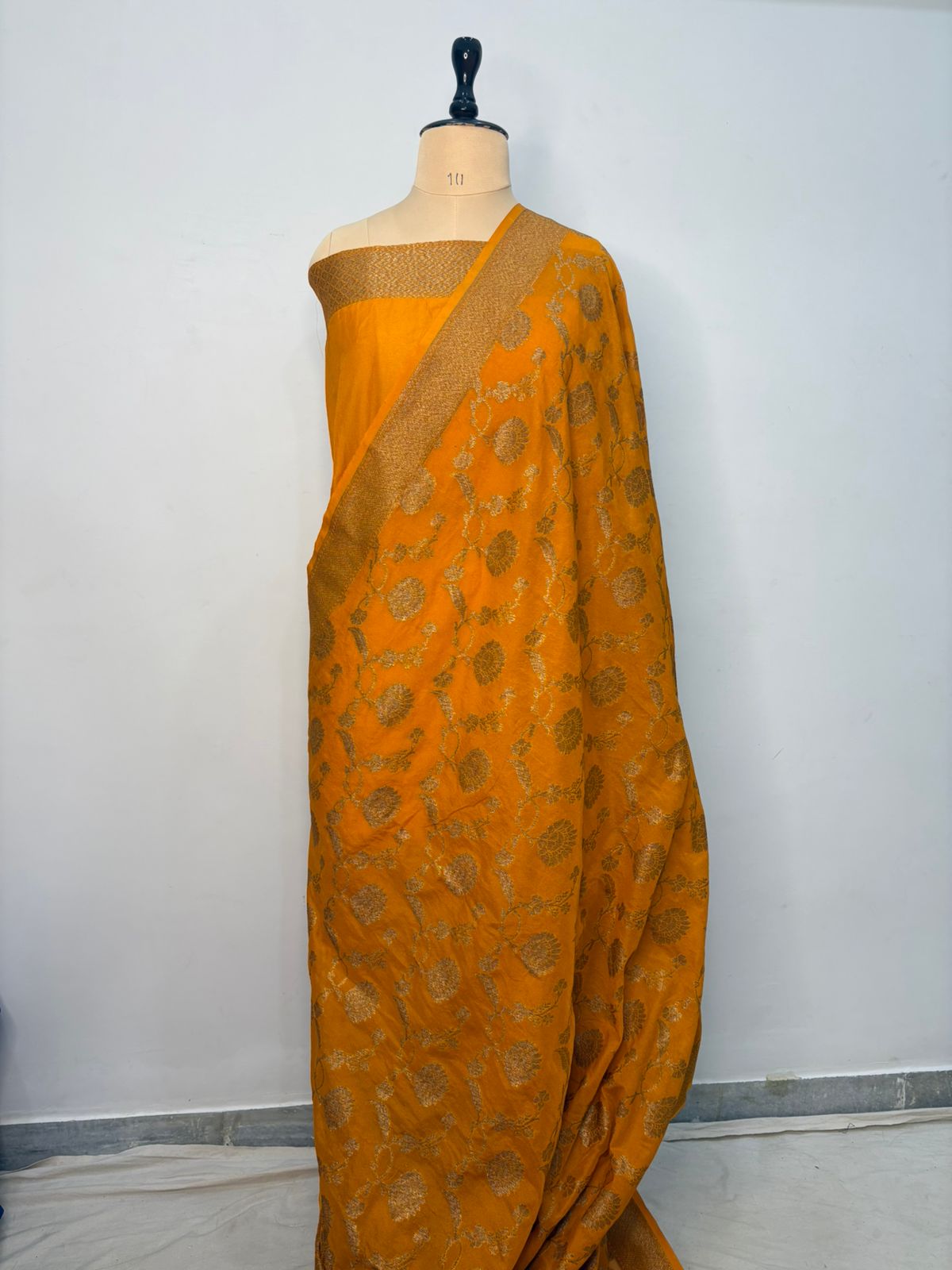 Lemon Yellow Dual Tone Tussar Silk Saree