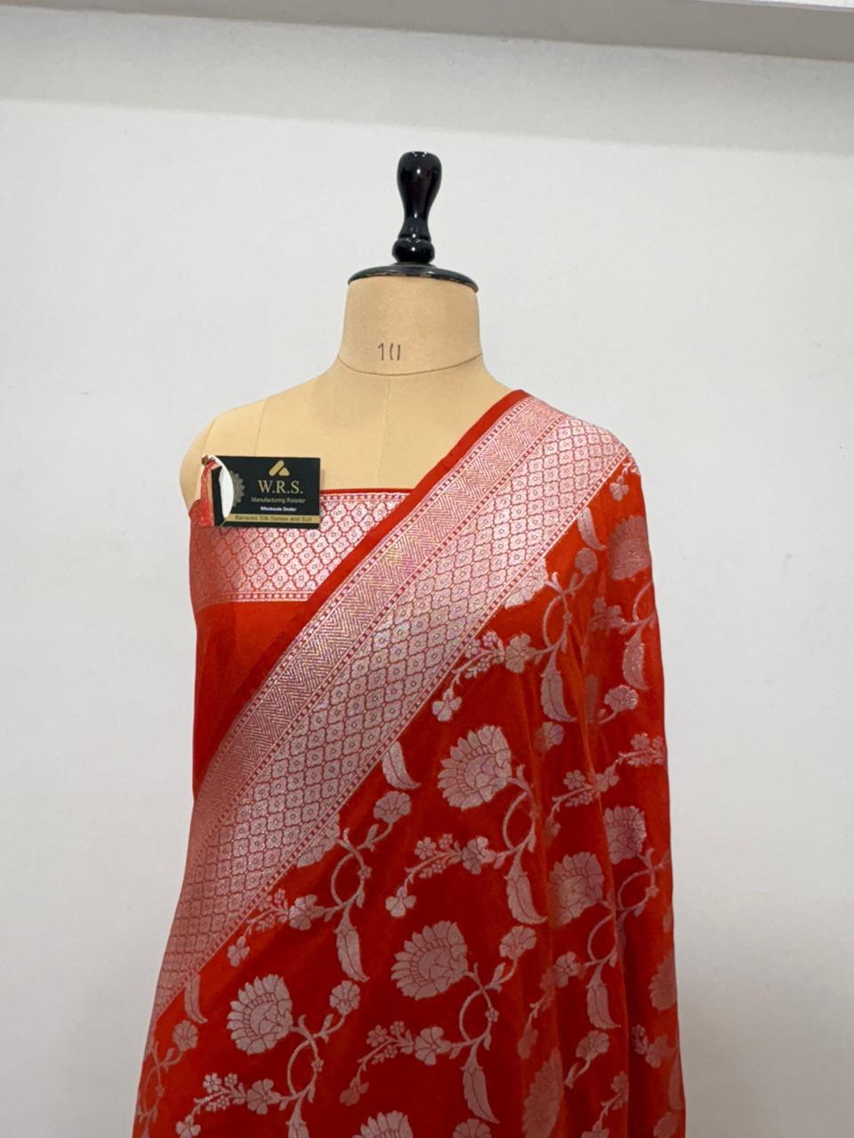 orange  jal katan georgette saree
