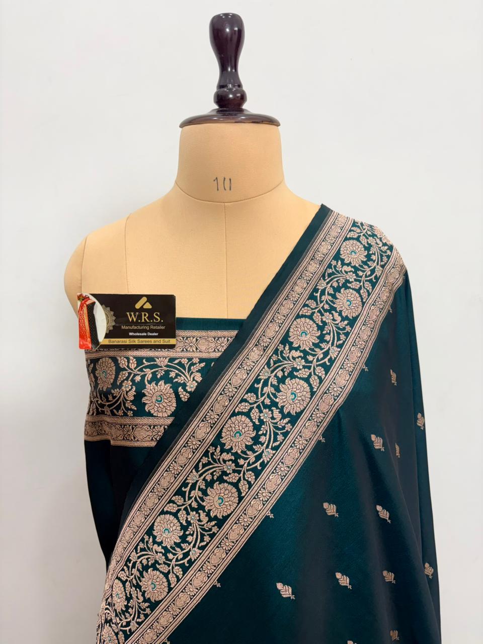 rama green katan buti banarasi silk saree